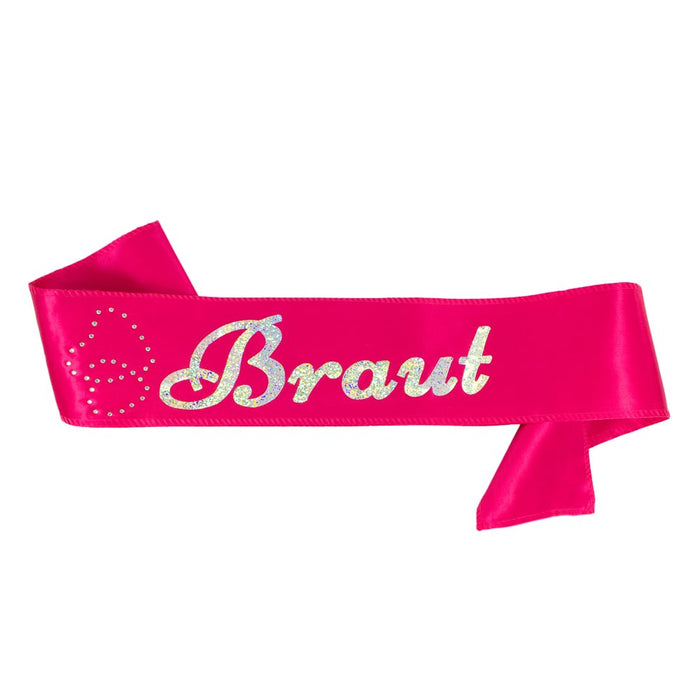 Schärpe Braut + Team Braut Set JGA Hen Party Bride to be Herzen pink