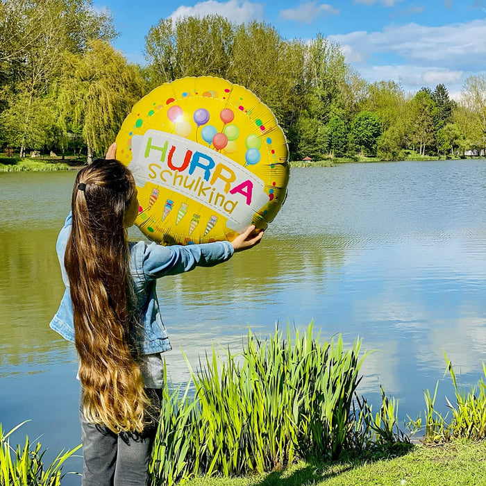 Schuleinführung Schulanfang Einschulung Deko Set - Folien Ballon Zuckertüte + 2x HURRA Schulkind Luftballons