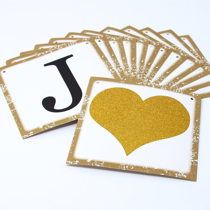 Just Married Girlande mit goldenen Herzen Hochzeit Feier Party Banner Deko Hochzeitsdeko