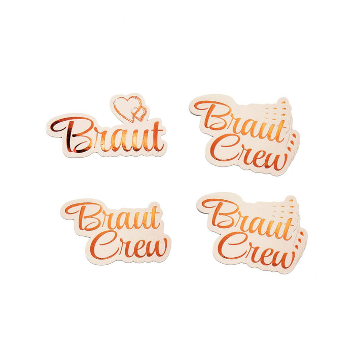 10 Stk. Braut + Braut Crew Konfetti JGA Hochzeit Streudeko Tisch Deko - roségold