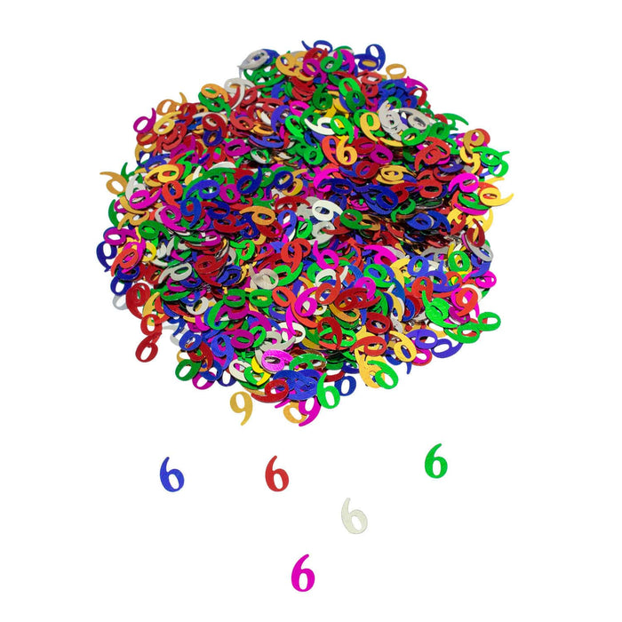 Konfetti Zahl 6 Geburtstag Jubiläum +800 Stk. Streudeko Tisch Deko - bunt