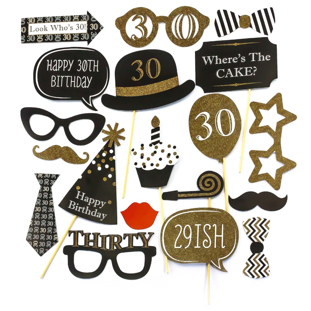 Oblique-Unique® 25 Fotorequisiten Für Die Babyparty – Inkl. Holzstäbchen Und Sticker