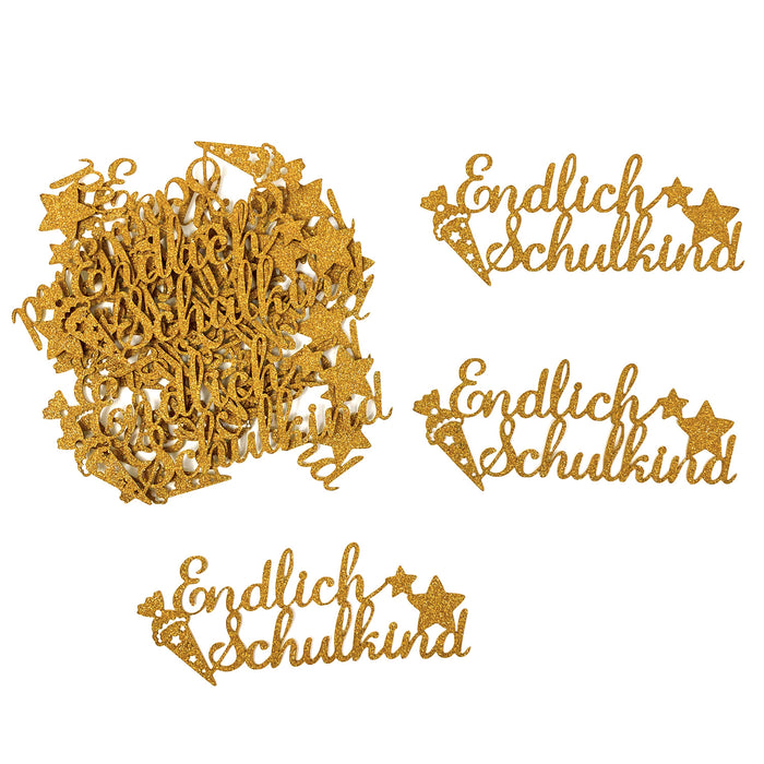 Endlich Schulkind Konfetti gold für Schuleinführung Einschulung Schulanfang Streudeko Tischdeko