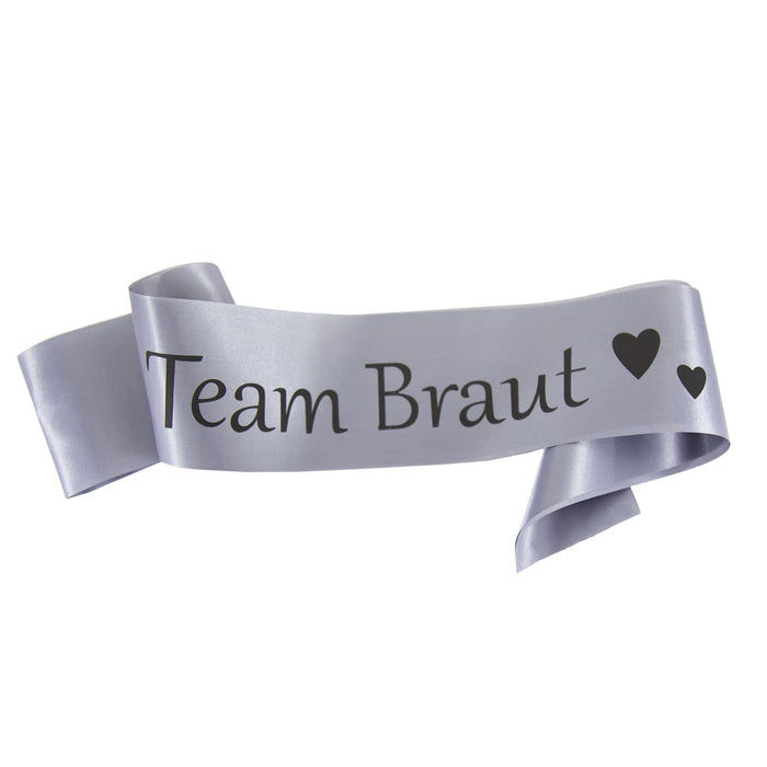 Schärpe Team Braut JGA Junggesellinnenabschied Hen Party Hochzeit grau