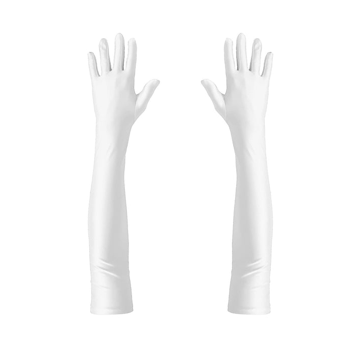 Damen Handschuhe Lang weiß Handschuh für Hochzeit Fasching Karneval Motto Party Kostüm Accessoire für Halloween