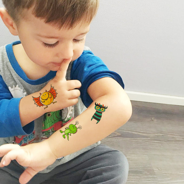 Temporäre Klebetattoos Kinder Tattoo Set - 24 Monster Motive