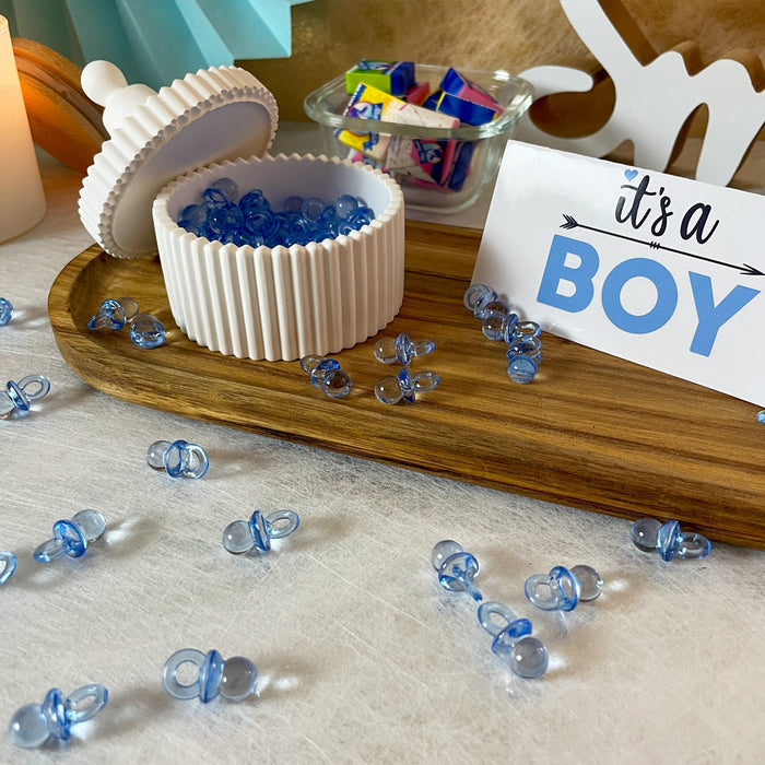 100 Mini Schnuller blau Tischdekoration Streudeko Taufe Geburt Dekoration Baby Shower