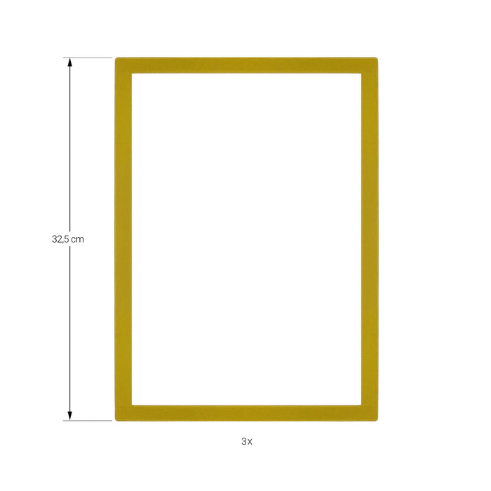 3x Bilderrahmen A4 wechselbar mit Magnetverschluss Anbringung selbstklebend Wand Dekoration für Bilder - gold