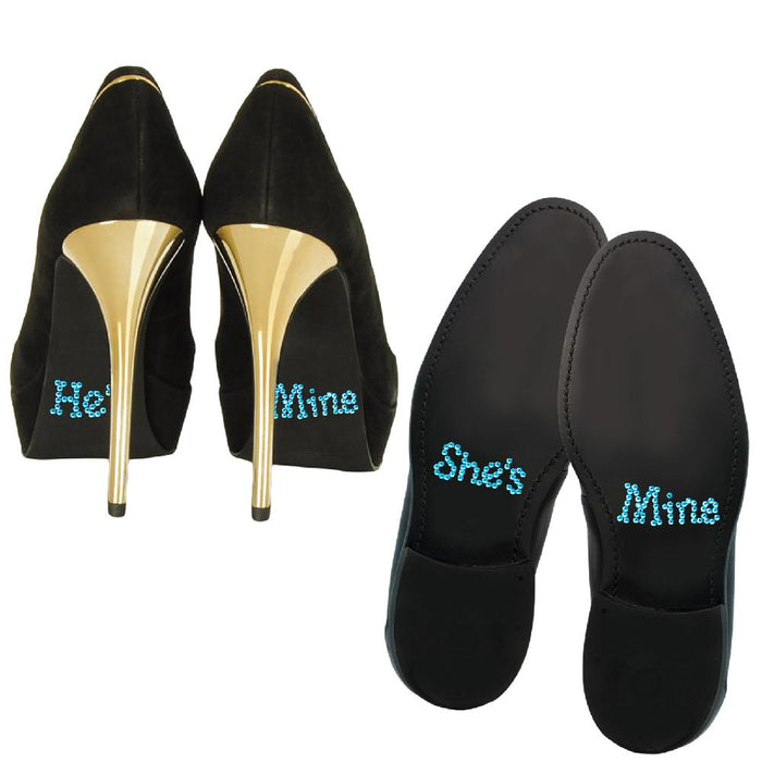 Schuhsticker Set Brautpaar Hochzeit He´s Mine / She´s Mine - türkis