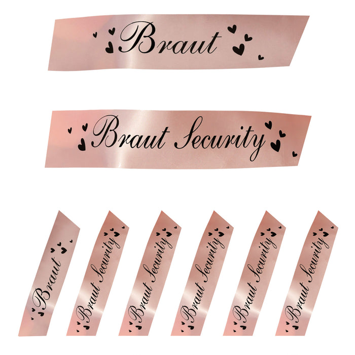 Schärpe Braut + Braut Security Set - JGA Hen Party Bride to be rosa