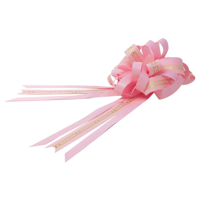 Geschenkschleife mit Geschenkband Aufschrift Love You Deko Schleifen Geschenke Valentinstag - rosa