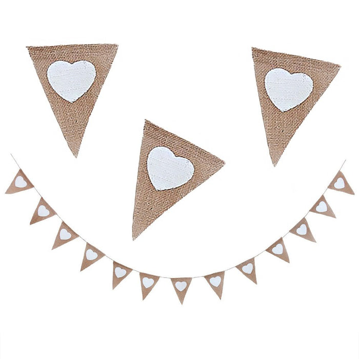 Herz Herzen Hochzeit Girlande Banner - Jute