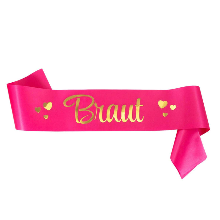 Schärpe Braut + Braut Security Set JGA Hen Party Hochzeit Herz pink hellrosa