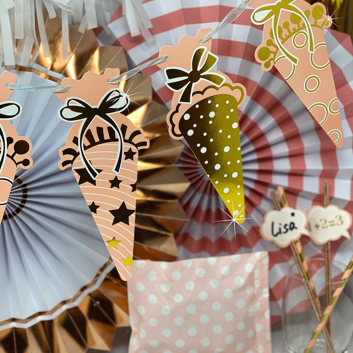 Schuleinführung Schulanfang Einschulung Deko Set - Schulkind Folienballon + 2 Girlanden + Zuckertüten Konfetti + Konfetti Set mit Schulmotiven