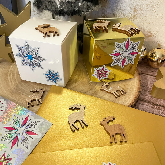 Holz Rentier Hirsch Konfetti 12 Stk. als Tisch Streu Deko für Weihnachten DIY Dekoration Basteln