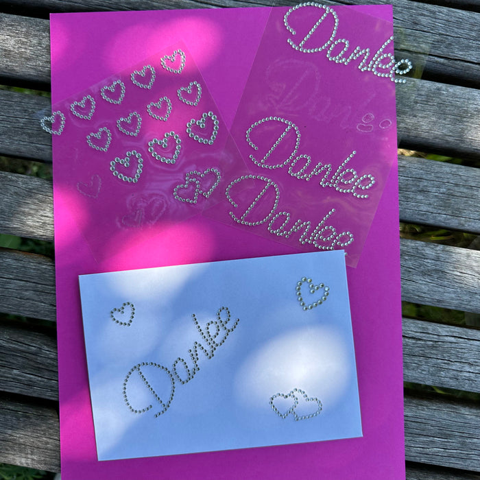 4 Danke Sticker Strass Steine Aufkleber in silber zum Verzieren für Hochzeit JGA Valentinstag Kommunion Konfirmation