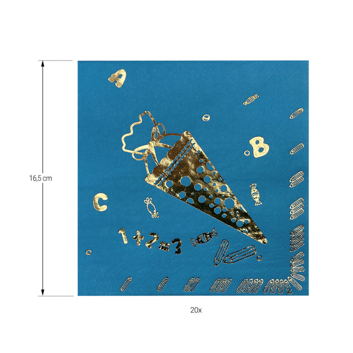 20 Servietten für Schuleinführung Schulanfang Einschulung Deko ABC Zuckertüte Motiv für Jungs blau