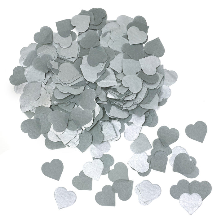 Papier Herz Konfetti 1000 Stk Herzen Tischdeko Streu Deko für Valentinstag JGA Hochzeit Liebe - silber