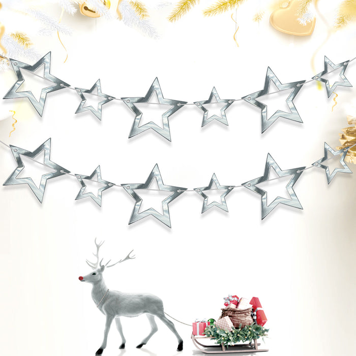 Stern Girlande Banner mit Sternen Geburtstag Party Weihnachten Baby Shower Deko - silber