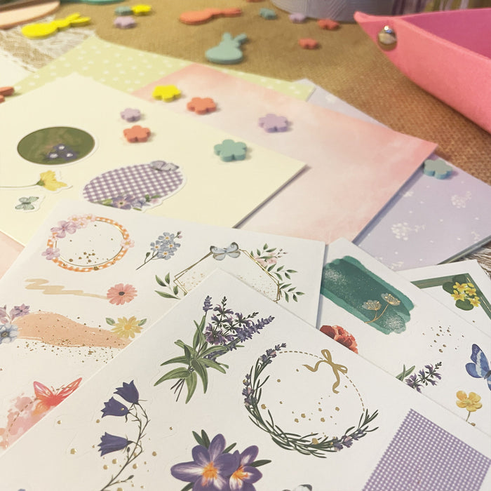 65 Vintage Sticker Blumen Schmetterlinge Namen Aufkleber zum Basteln Scrapbooking Dekoration Verzierung