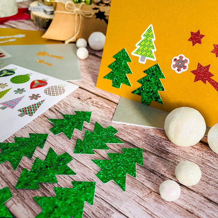 Weihnachts Sticker Kugel Baum Schneeflocke Aufkleber zum Verzieren Scrapbooking Basteln für Advent Weihnachten