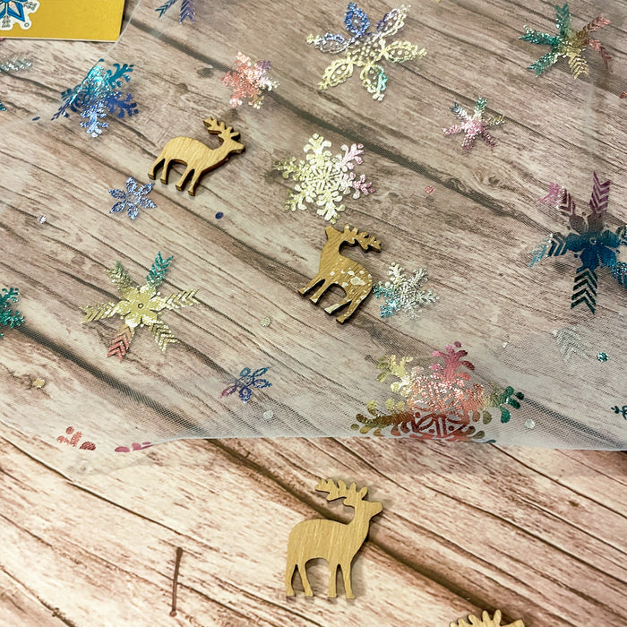 Holz Rentier Hirsch Konfetti 12 Stk. als Tisch Streu Deko für Weihnachten DIY Dekoration Basteln