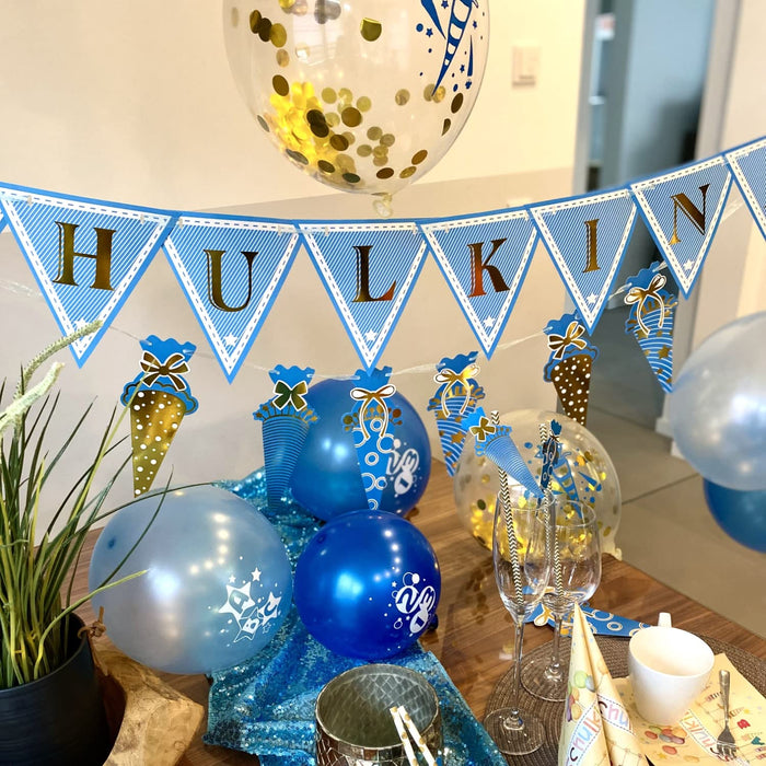 Schuleinführung Schulanfang Einschulung Deko Set - Schulkind Folienballon + 2 Girlanden + 2 Konfetti Sets