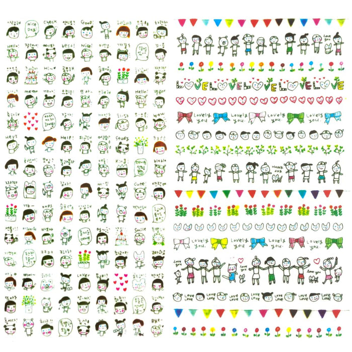 6 Bögen Drawing Sticker gezeichnete Aufkleber DIY Scrapbooking Kinder