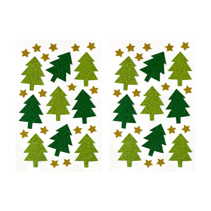 50 Weihnachtsbaum Sticker Glitzer Sterne Tannenbaum Aufkleber für Weihnachten Geschenk Deko