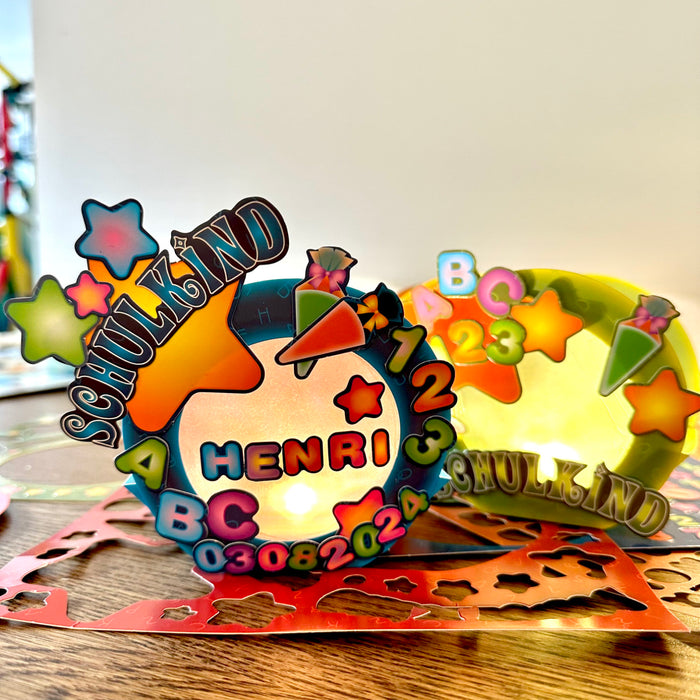 Schuleinführung Schulanfang Einschulung Deko Set - Girlanden + Teelichter + Konfetti + Luftballons