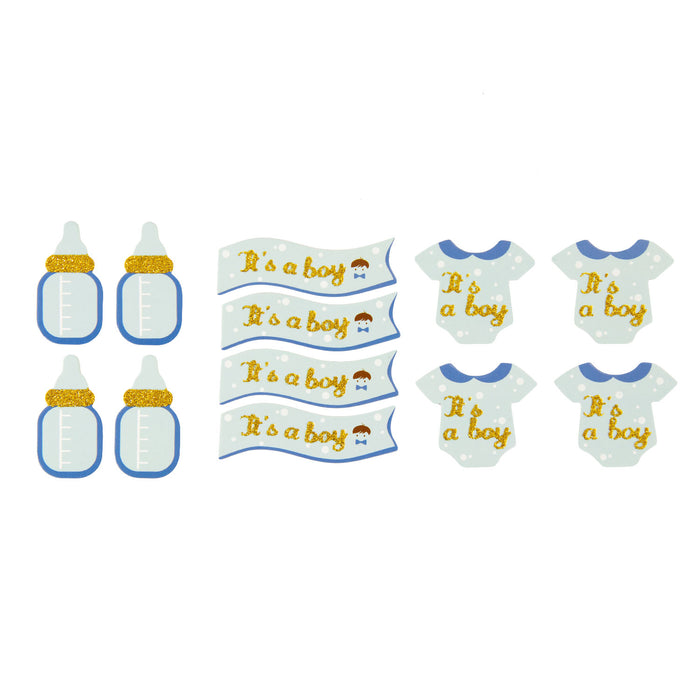 Baby Shower Party Deko Set für Jungs - Füßchen Girlande + Konfetti Sets