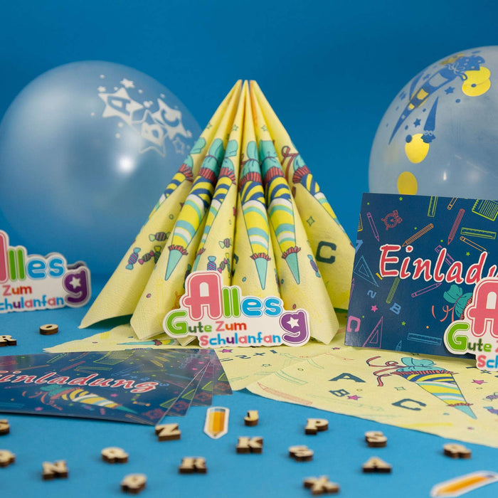 Schuleinführung Schulanfang Einschulung Deko Set - Schulkind Folienballon + 2 Girlanden + 3 Konfetti Sets