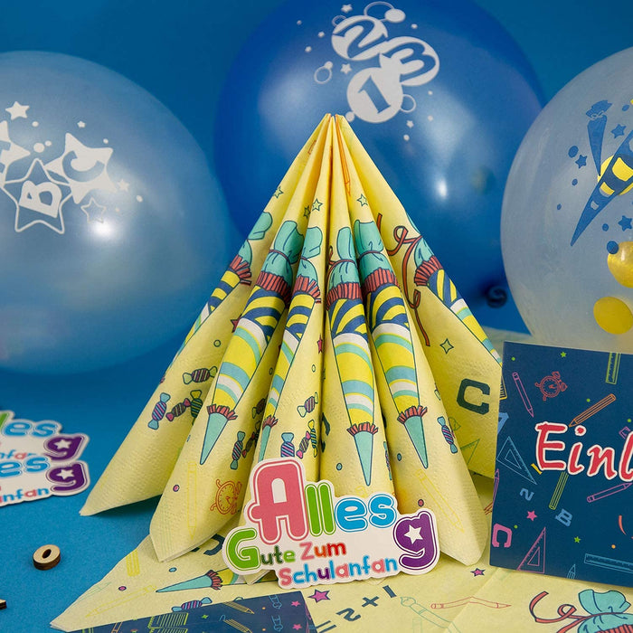 Schuleinführung Schulanfang Einschulung Deko Set - Girlanden + Konfetti + Luftballons + Deko Schachteln