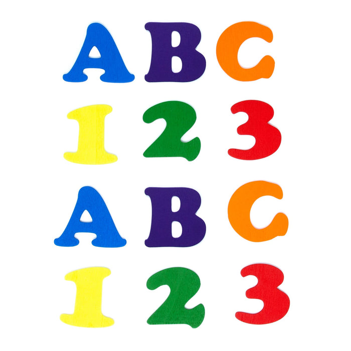 ABC 123 Holz Buchstaben Zahlen Holzdeko Schuleinführung Einschulung Schulanfang Junge Mädchen - bunt