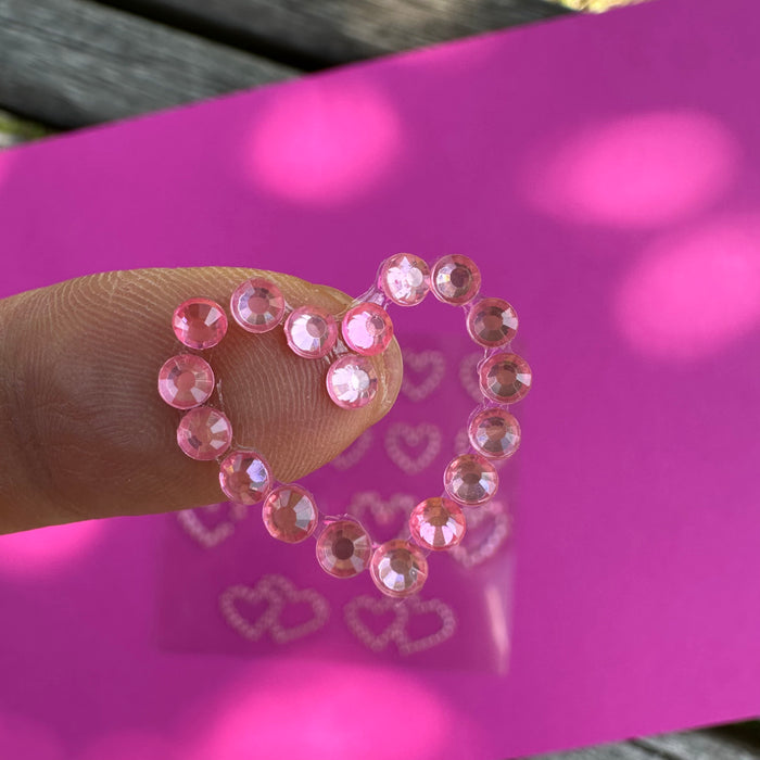 16 Herz Sticker Strass Steine Aufkleber Hochzeit Deko - rosa