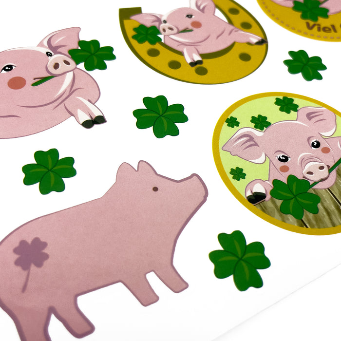 Schweinchen Sticker Schweine Aufkleber Viel Glück für Kinder Geburtstag Verzierung Scrapbooking zum Basteln