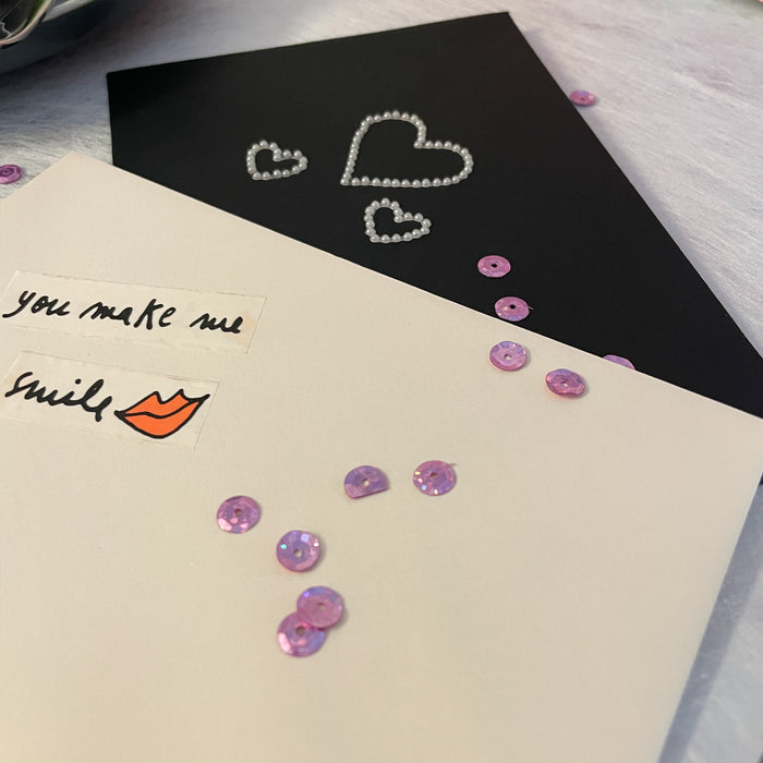 Herz Sticker Perlen Aufkleber Set zum Verzieren Scrapbooking Basteln für Hochzeit JGA Valentinstag - weiß