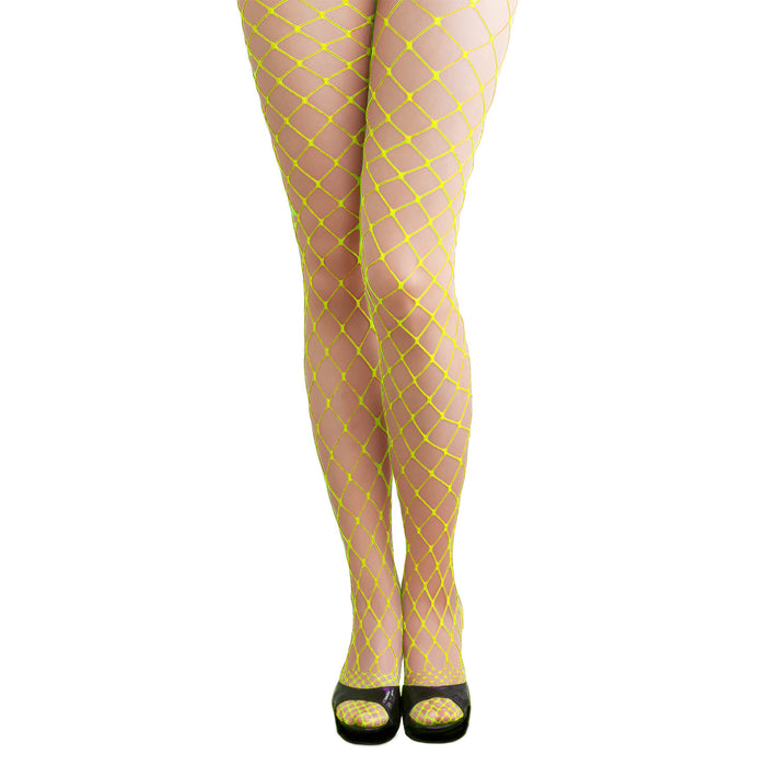 Netzstrumpfhose für Damen Motto 80er Party Fasching Karneval Kostüme - neongelb