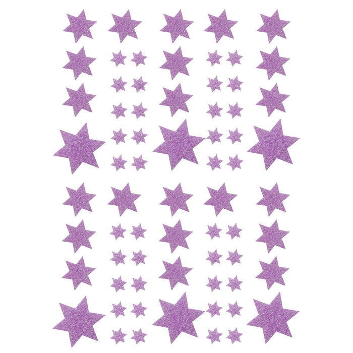 68 Sterne Sticker Aufkleber Glitzernd für Weihnachten Weihnachtsdeko Weihnachtssterne - helllila