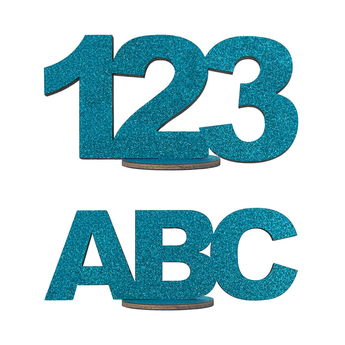 123 ABC Aufsteller Holz Tischdeko für Schuleinführung Einschulung Deko Junge Mädchen - türkis