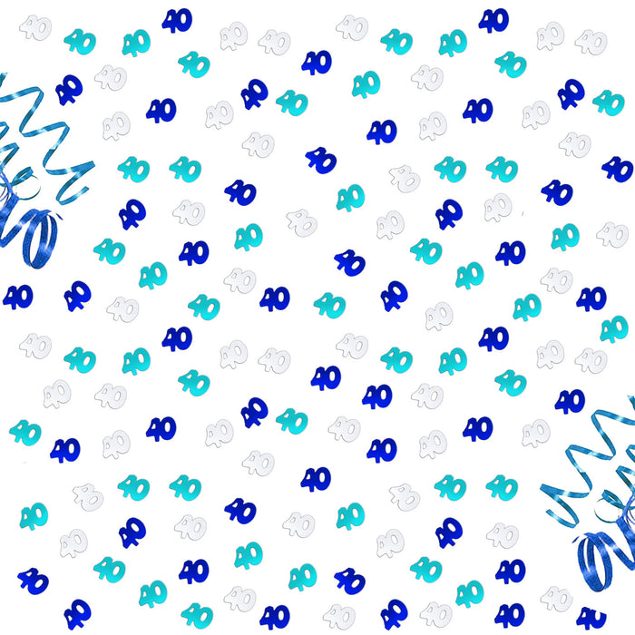 Konfetti 40. Geburtstag Jubiläum über 2500 Stück Zahl 40 Tisch Deko Streudeko - blau türkis silber