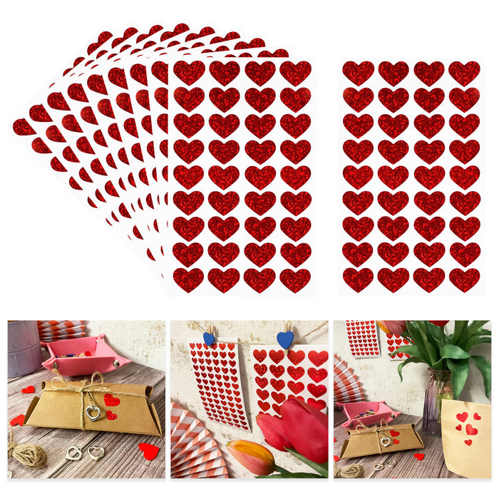 360 Herz Sticker Herzen Aufkleber Rot Hologramm Effekt Glitzernd zum Basteln Scrapbooking Dekoration Verzierung (Kopie)