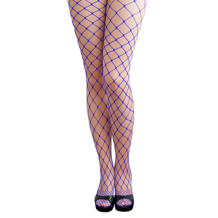 Netzstrumpfhose für Damen Motto 80er Party Fasching Karneval Kostüme - neonblau