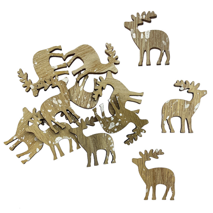 Holz Rentier Hirsch Konfetti 12 Stk. als Tisch Streu Deko für Weihnachten DIY Dekoration Basteln