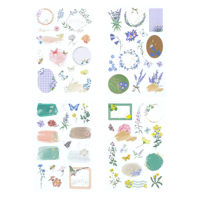 65 Vintage Sticker Blumen Schmetterlinge Namen Aufkleber zum Basteln Scrapbooking Dekoration Verzierung