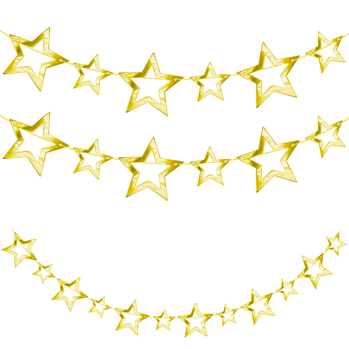 Stern Girlande Banner mit Sternen Geburtstag Party Weihnachten Baby Shower Deko - gold