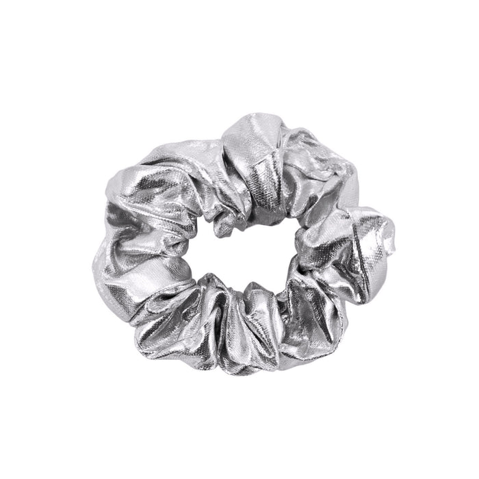 Scrunchie Haargummi Zopfgummi Haarband für Mädchen Damen 80er Jahre 80s Motto Kostüm Party - silber