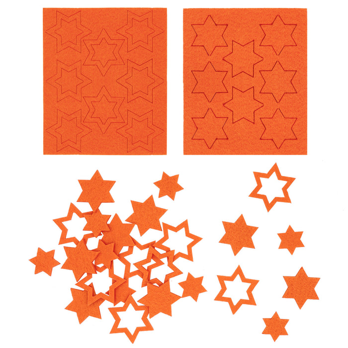24 Filz Sterne Weihnachtsdeko Tischdeko für Weihnachten 3 Motive - orange