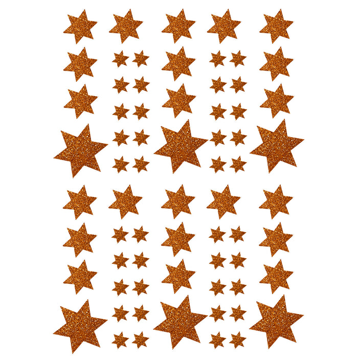 68 Sterne Sticker Aufkleber Glitzernd für Weihnachten Weihnachtsdeko Weihnachtssterne - bronze