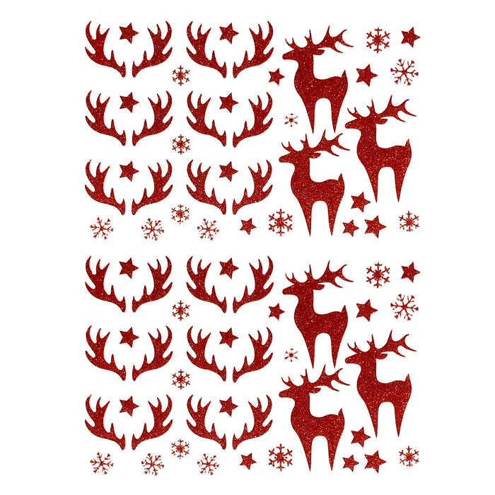 78 Weihnachts Sticker Xmas Glitzer Aufkleber für Weinachten Rentier uvm. Weihnachtsdeko - rot